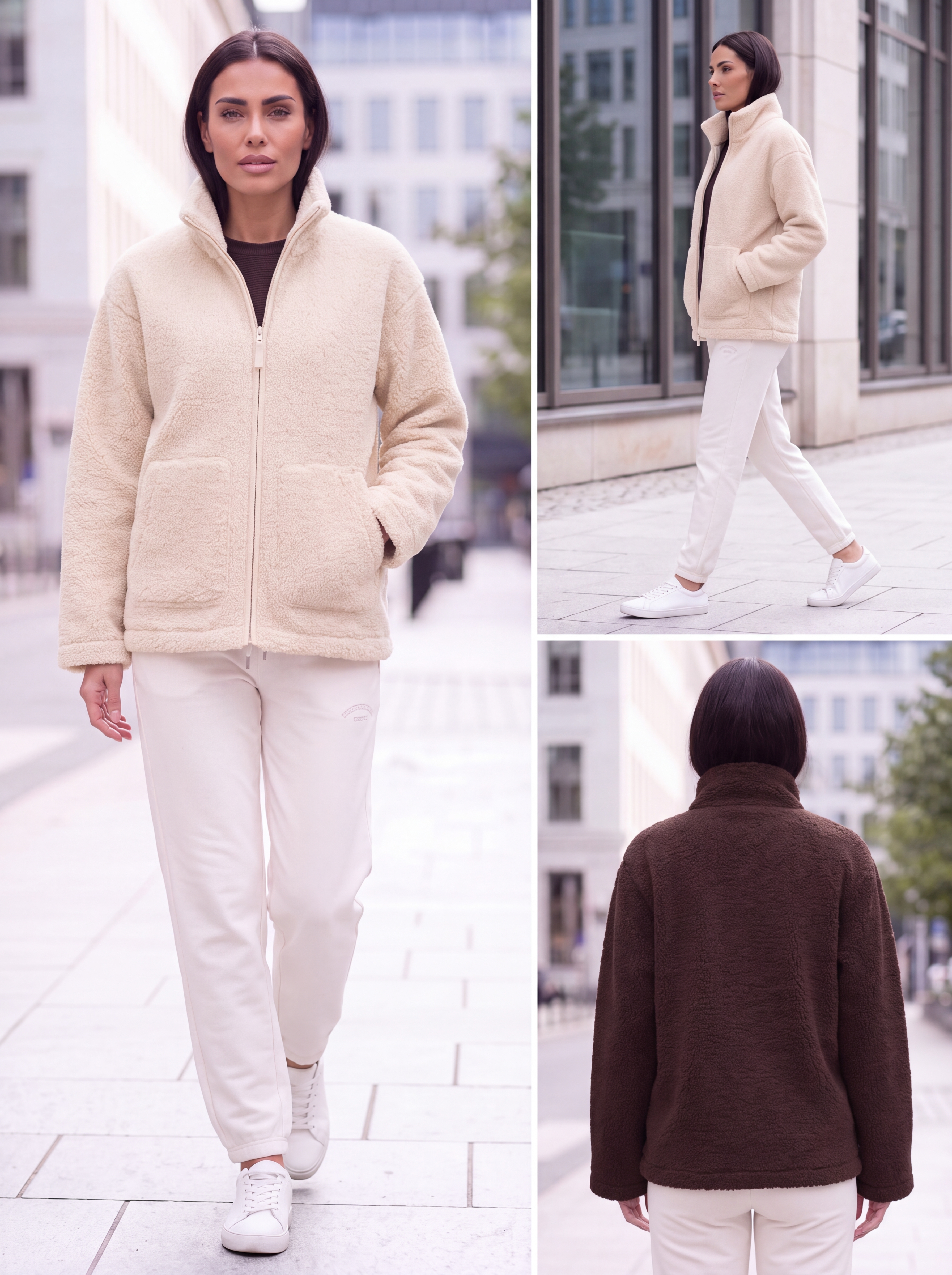 Dámska plyšová mikina BROADWAY NYC FASHION ECRU BÉŽOVÁ s.WEAR 2